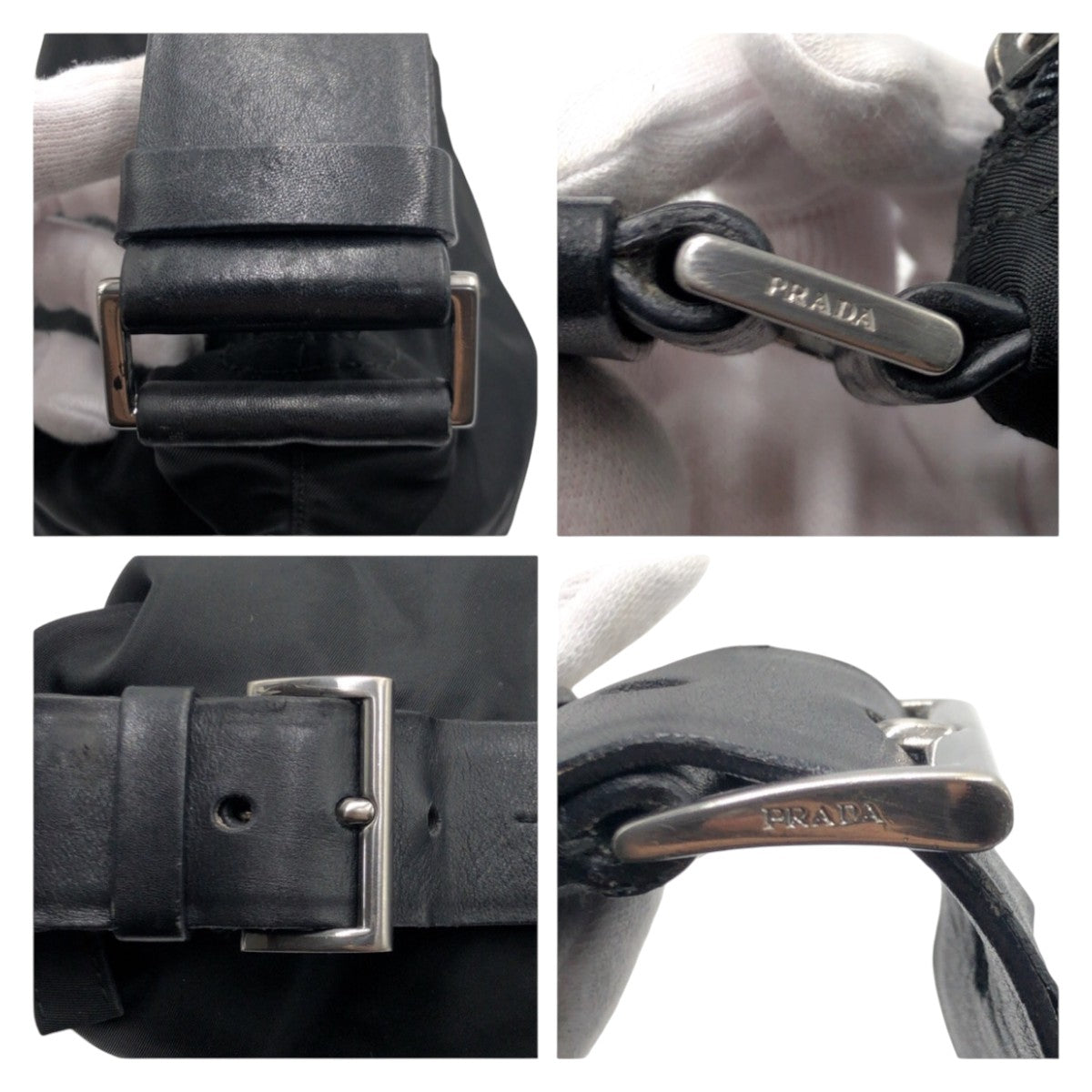 PRADA Tessuto Triangle Logo Plate Black Silver Hardware Nylon Shoulder Bag One Shoulder Bag Women's