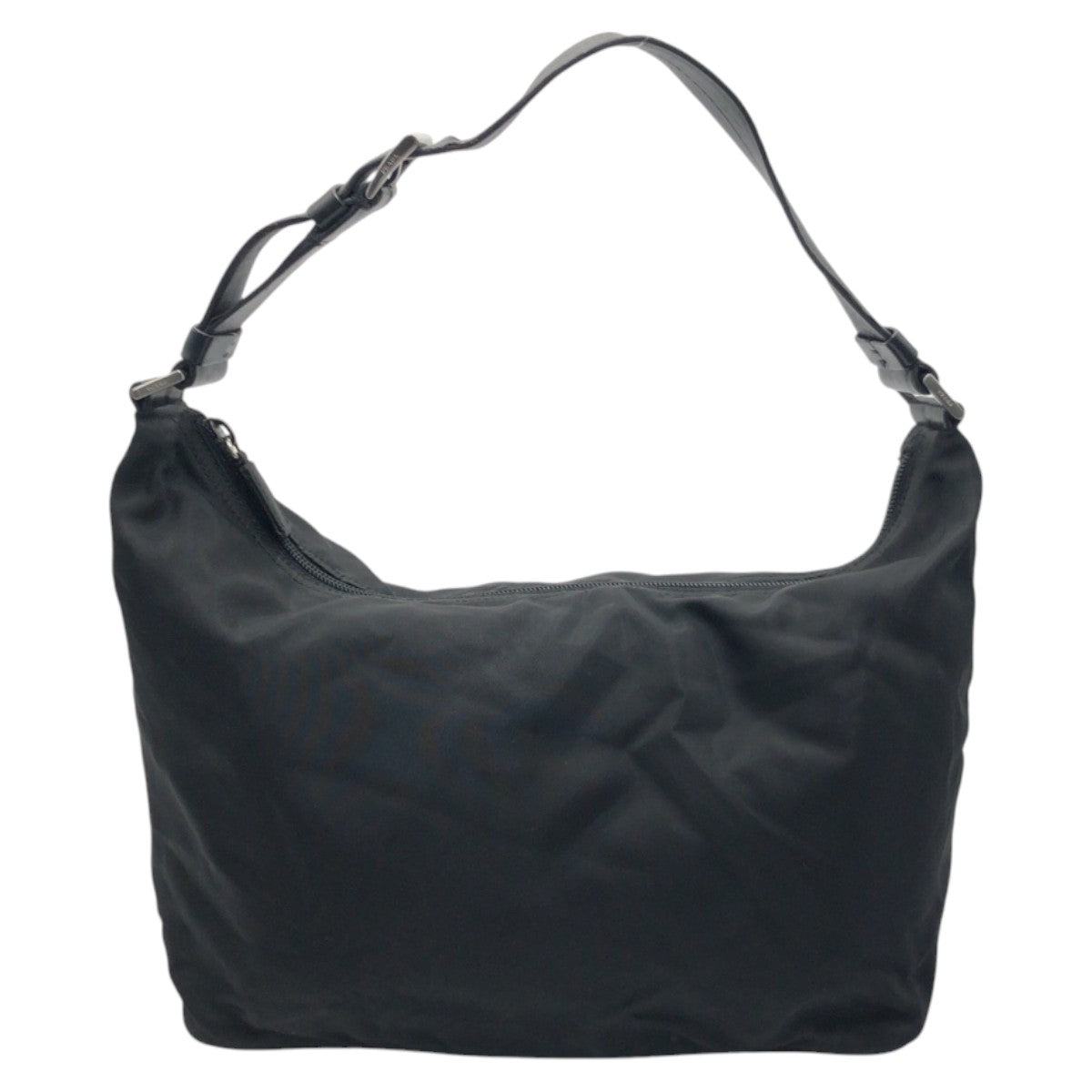 PRADA Tessuto Triangle Logo Plate Black Silver Hardware Nylon Shoulder Bag One Shoulder Bag Women's