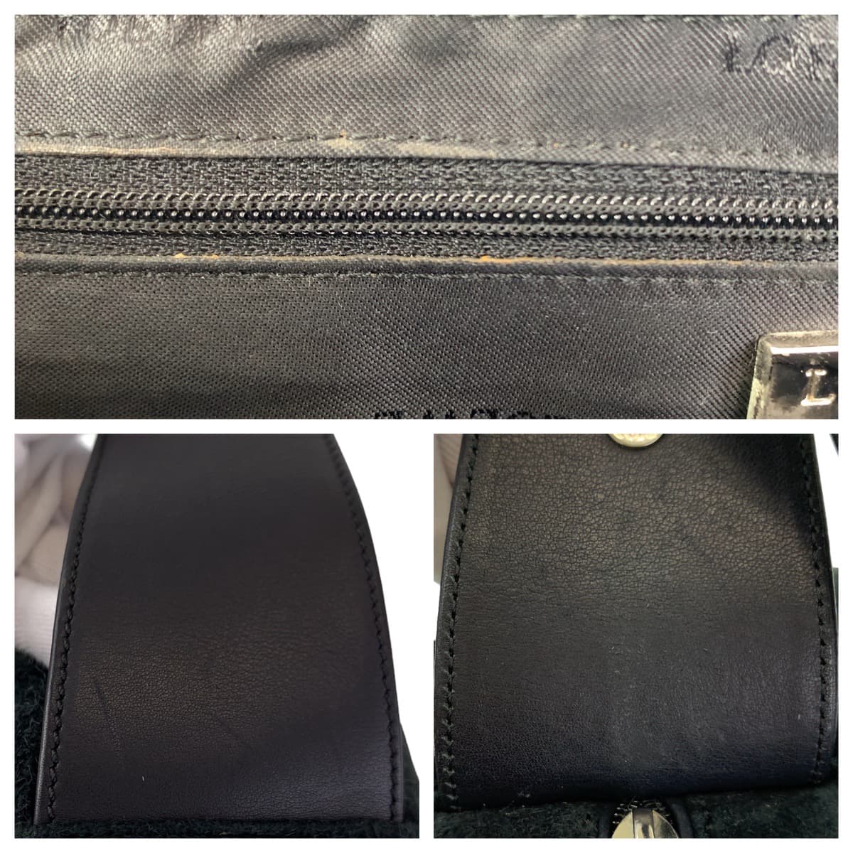 LOEWE ロエベ アナグラム モスグリーン 緑 シルバー金具 スウェード / レザー ショルダーバッグ 肩掛け  レディース