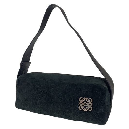 LOEWE ロエベ アナグラム モスグリーン 緑 シルバー金具 スウェード / レザー ショルダーバッグ 肩掛け  レディース