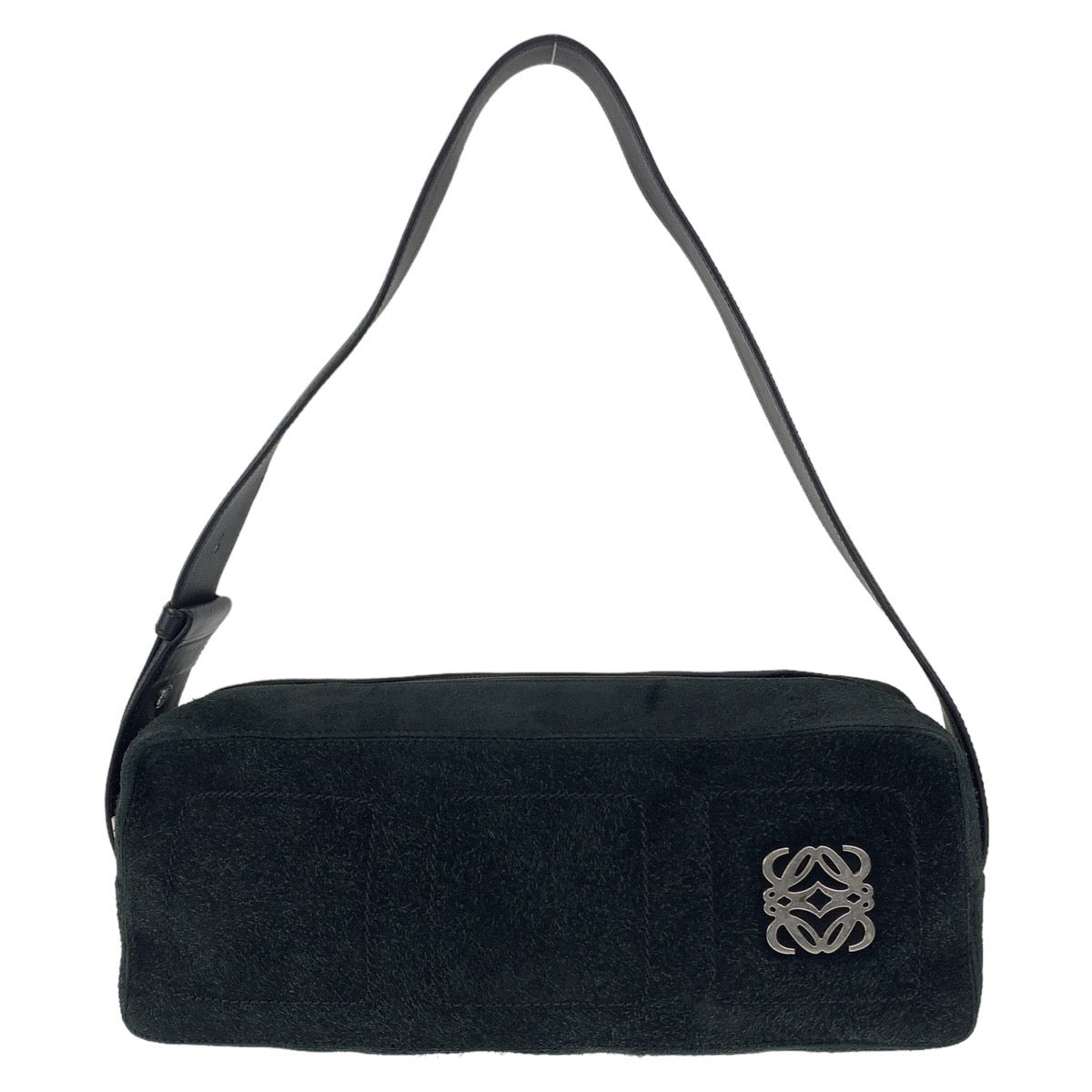 LOEWE ロエベ アナグラム モスグリーン 緑 シルバー金具 スウェード / レザー ショルダーバッグ 肩掛け  レディース