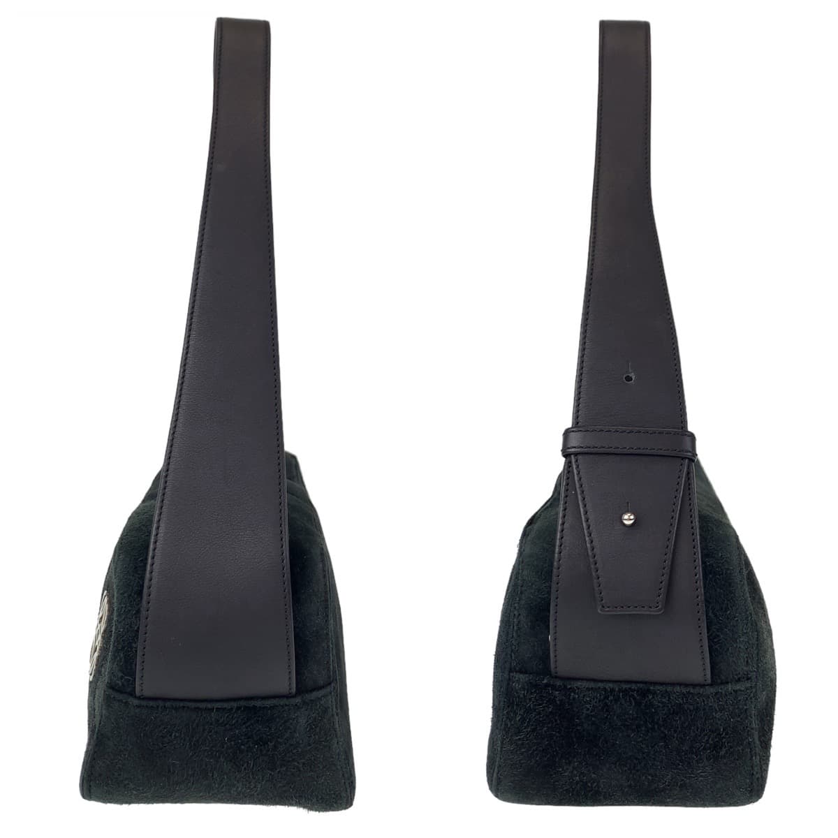 LOEWE ロエベ アナグラム モスグリーン 緑 シルバー金具 スウェード / レザー ショルダーバッグ 肩掛け  レディース