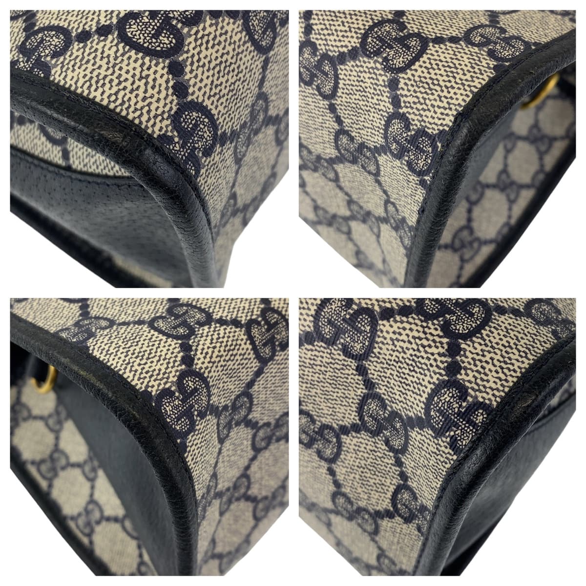 GUCCI グッチ オールドグッチ グレー 灰色 ゴールド金具 GGスプリームキャンバス / レザー ショルダーバッグ 斜め掛け  レディース