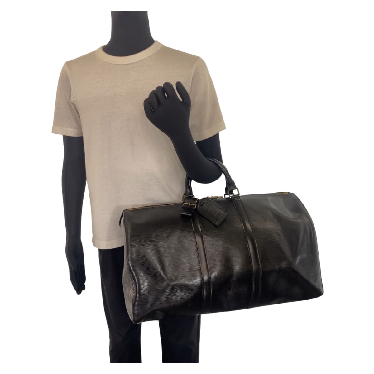 LOUIS VUITTON ルイヴィトン エピ キーポル50 ブラック 黒 ゴールド金具 レザー M42962 ボストンバッグ 旅行バッグ 男女兼用  メンズ