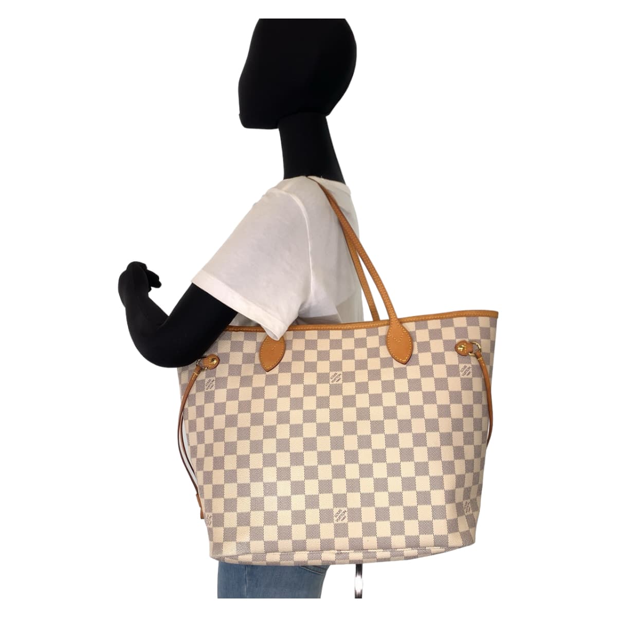 LOUIS VUITTON ルイヴィトン ダミエアズール ネヴァーフルMM ホワイト 白 グレー PVC N51107 ショルダーバッグ トートバッグ  レディース