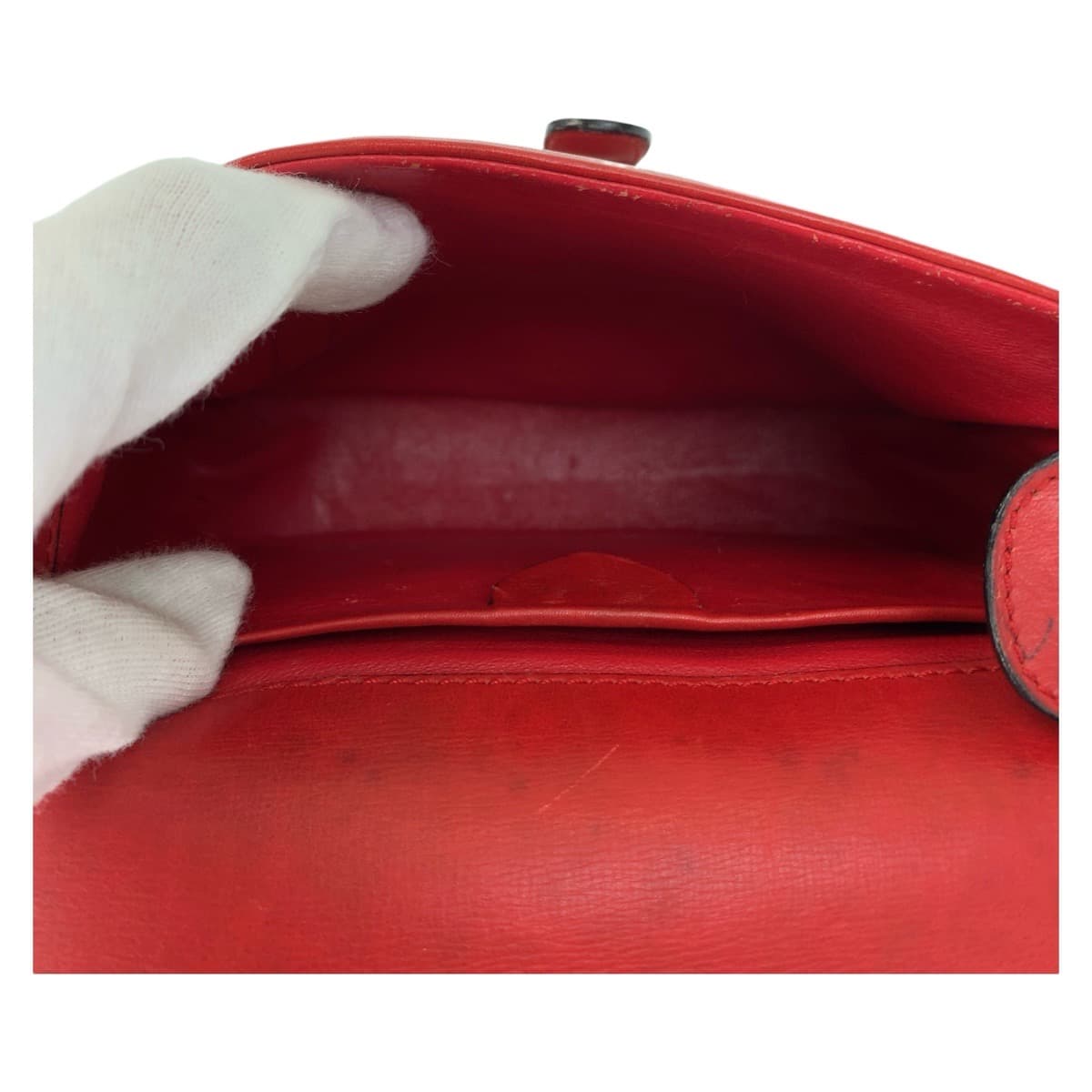 10770
CELINE セリーヌ ヴィンテージ レッド シルバー金具 レザー ショルダーバッグ ポシェット  レディース