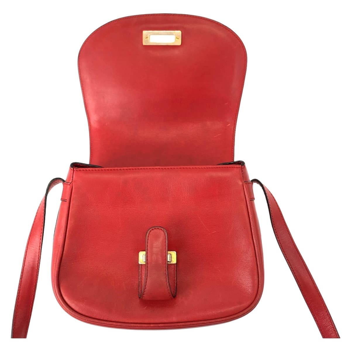 10770
CELINE セリーヌ ヴィンテージ レッド シルバー金具 レザー ショルダーバッグ ポシェット  レディース