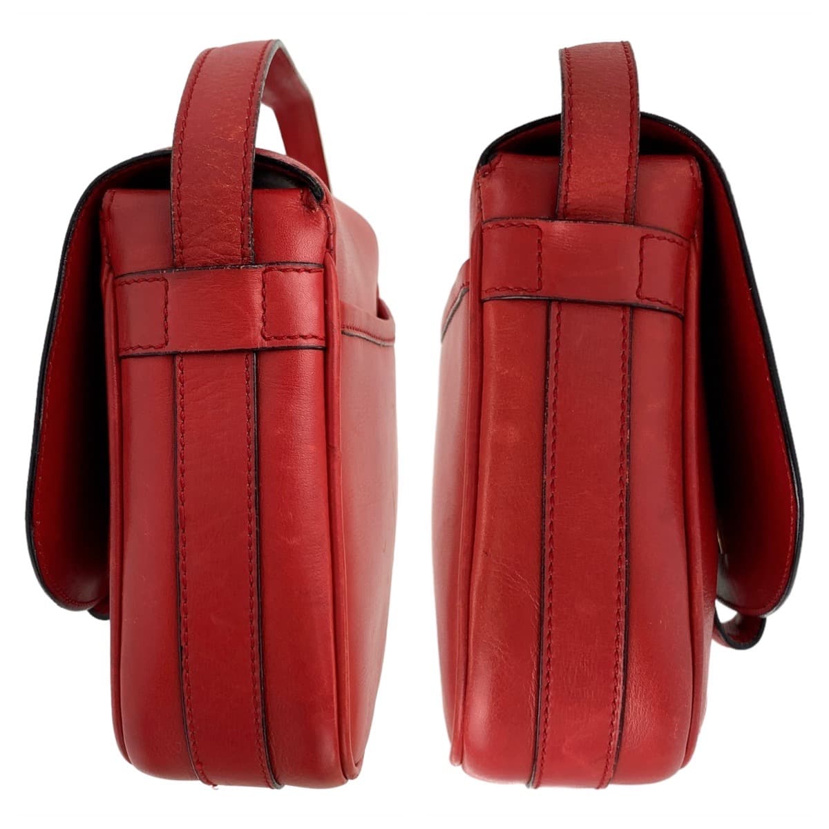 10770
CELINE セリーヌ ヴィンテージ レッド シルバー金具 レザー ショルダーバッグ ポシェット  レディース