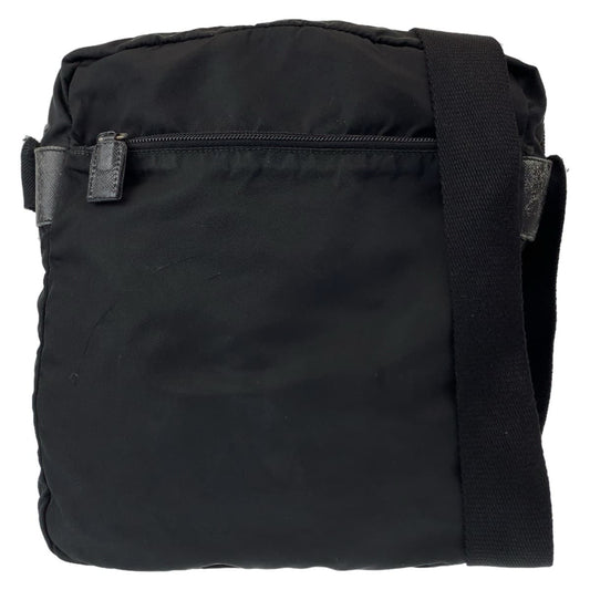 10771
PRADA プラダ テスート 三角ロゴプレート ブラック シルバー金具 ナイロン 斜め掛け ショルダーバッグ メッセンジャーバッグ  メンズ