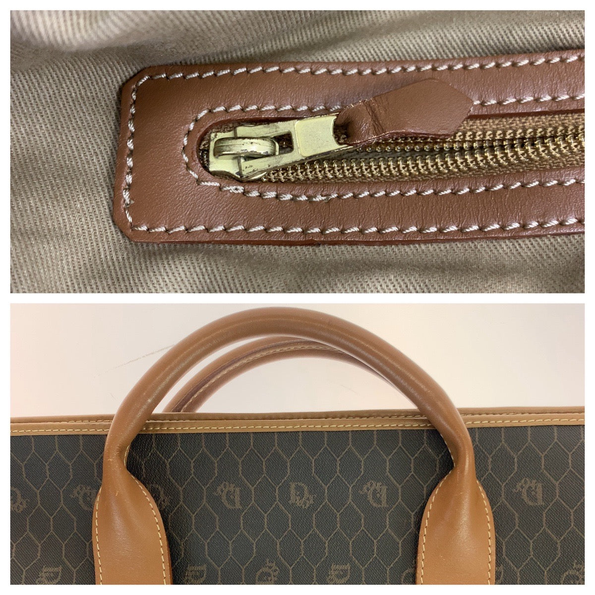 10772
Dior ディオール ハニカム グレー ブラウン ゴールド金具 PVC / レザー ボストンバッグ 旅行バッグ 男女兼用  メンズ