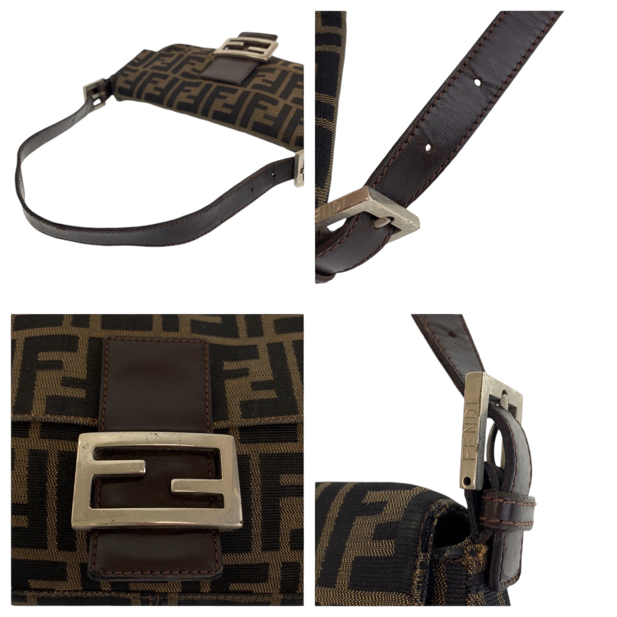 12507
FENDI フェンディ ヴィンテージ ズッカ柄 マンマバケット ブラウン キャンバス レザー ショルダーバッグ ハンドバッグ  レディース