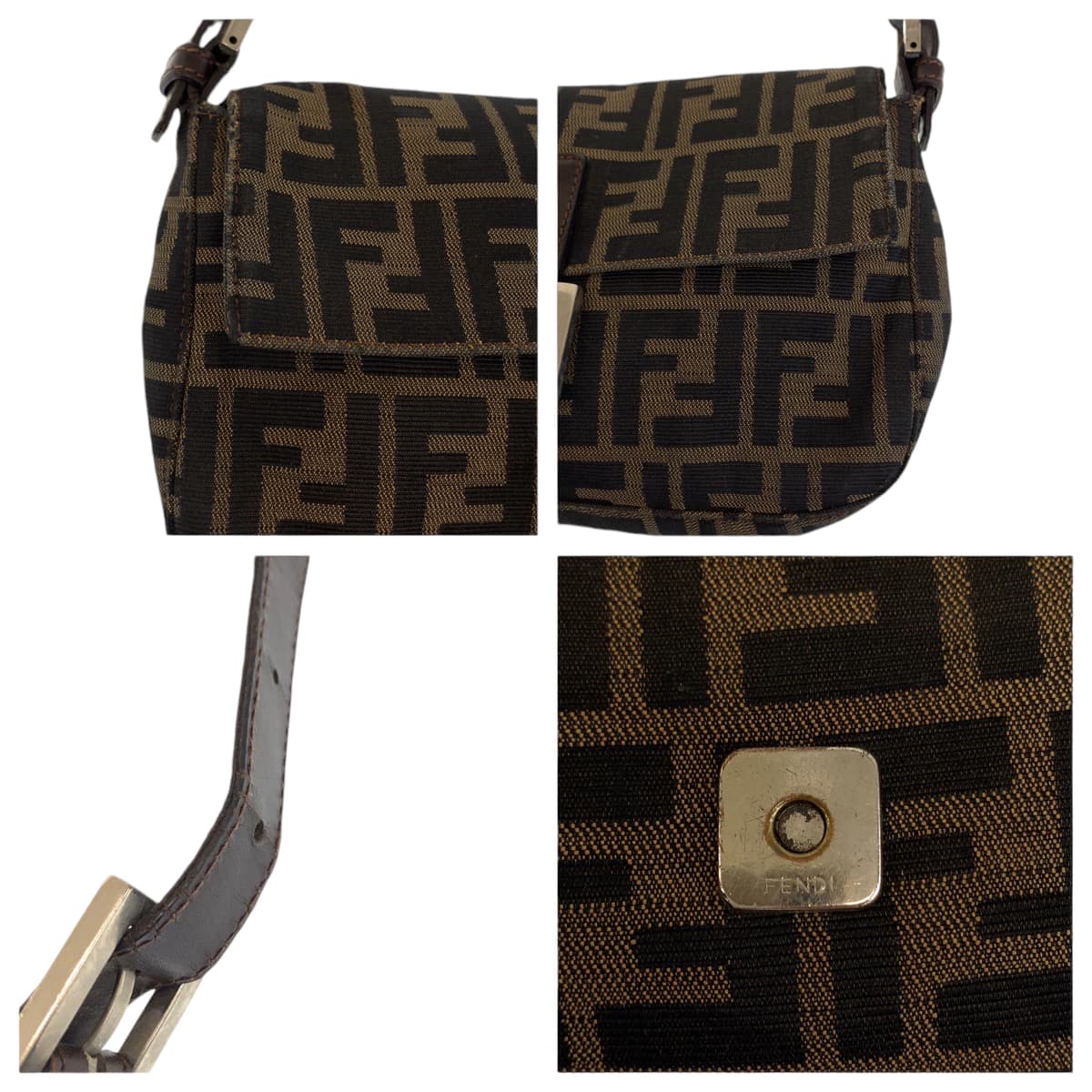 12507
FENDI フェンディ ヴィンテージ ズッカ柄 マンマバケット ブラウン キャンバス レザー ショルダーバッグ ハンドバッグ  レディース