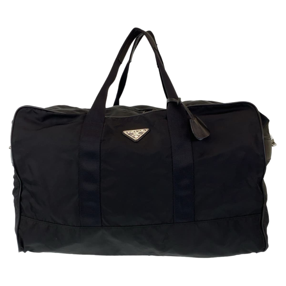 PRADA Tessuto Triangle Logo Black Silver Hardware Nylon Boston Bag Travel Bag Men's