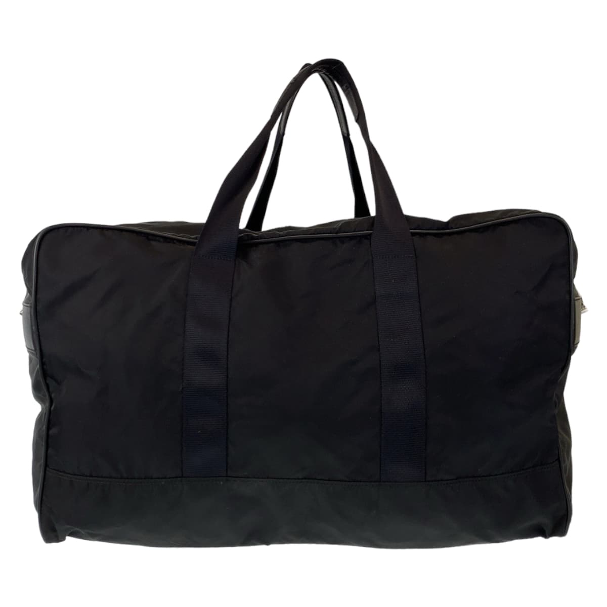 PRADA Tessuto Triangle Logo Black Silver Hardware Nylon Boston Bag Travel Bag Men's