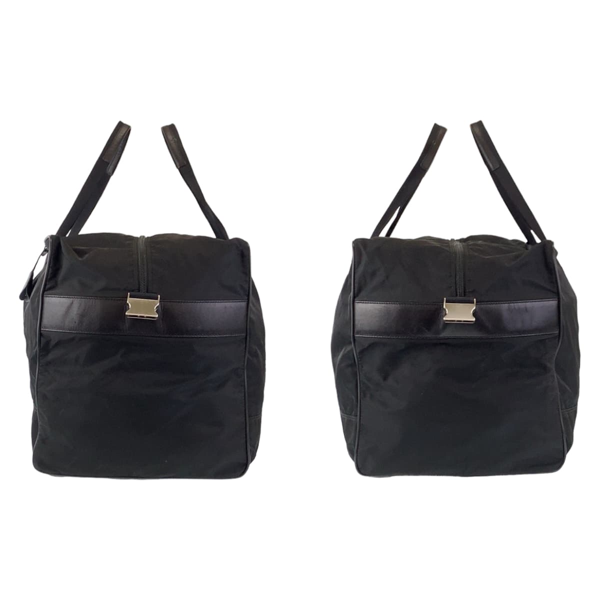 PRADA Tessuto Triangle Logo Black Silver Hardware Nylon Boston Bag Travel Bag Men's