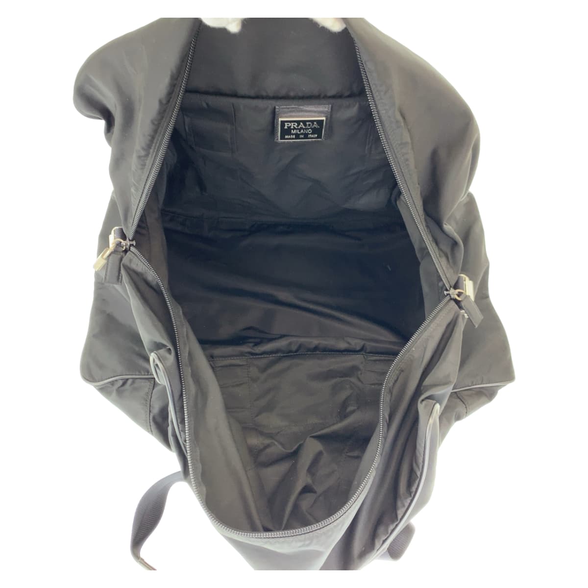 PRADA Tessuto Triangle Logo Black Silver Hardware Nylon Boston Bag Travel Bag Men's