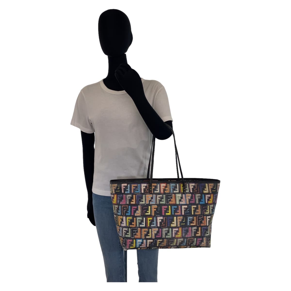 FENDI フェンディ ズッカ マルチカラー ゴールド金具 PVC 8BH185 トートバッグ ハンドバッグ  レディース