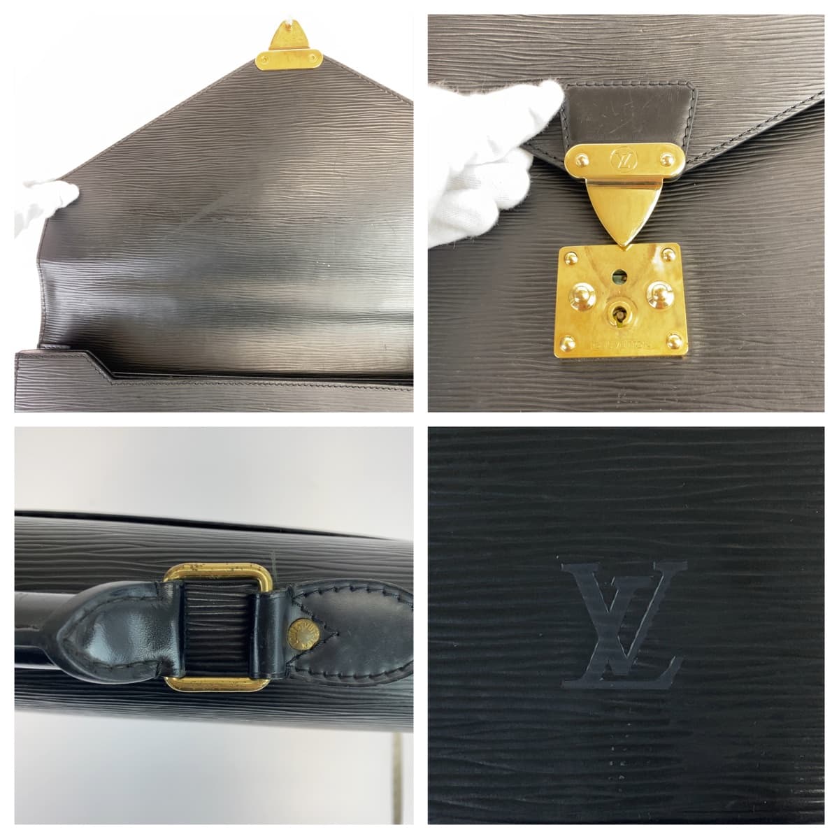 LOUIS VUITTON ルイヴィトン エピ セルヴィエット コンセイエ ブラック 黒 ゴールド金具 レザー M54422 ビジネスバッグ ブリーフケース A4収納  メンズ