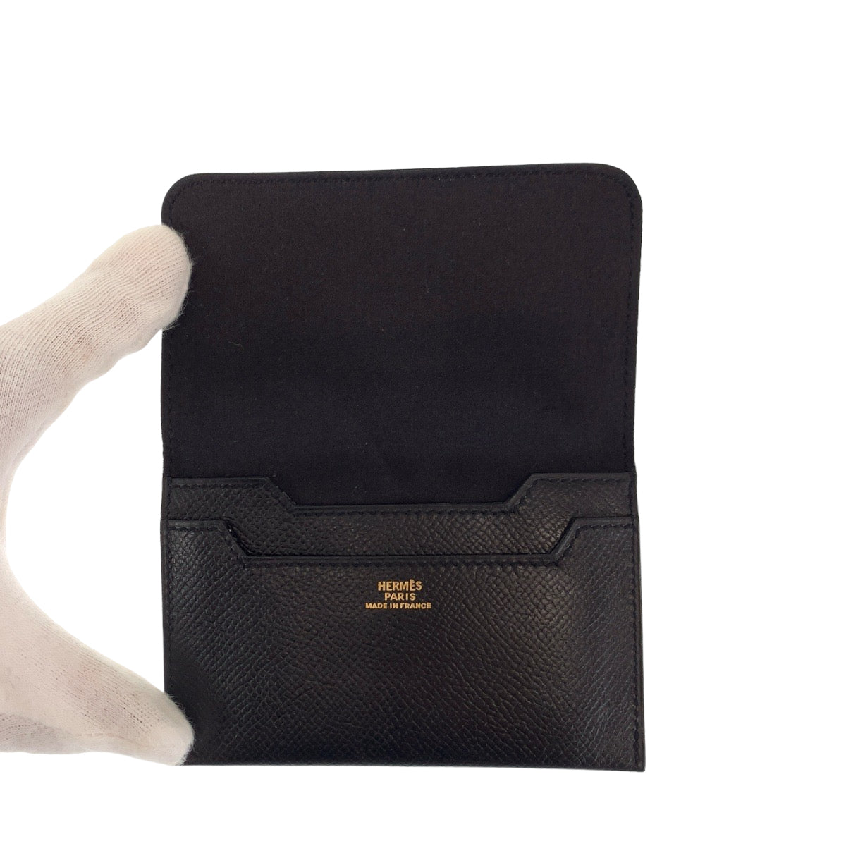 HERMES エルメス ブラック 黒 エプソン シルクイン レザー カードケース 名刺入れ パスケース  メンズ