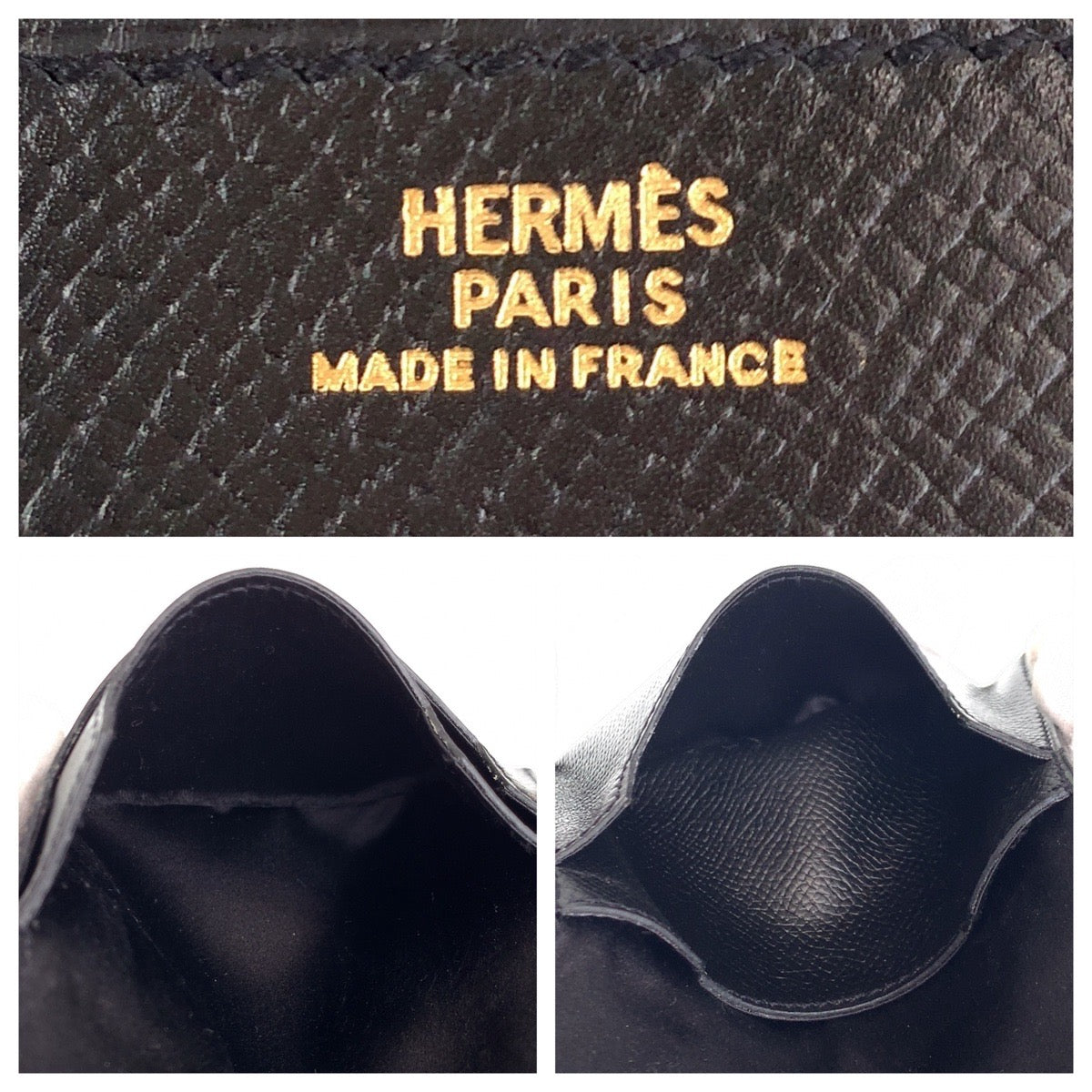 HERMES エルメス ブラック 黒 エプソン シルクイン レザー カードケース 名刺入れ パスケース  メンズ