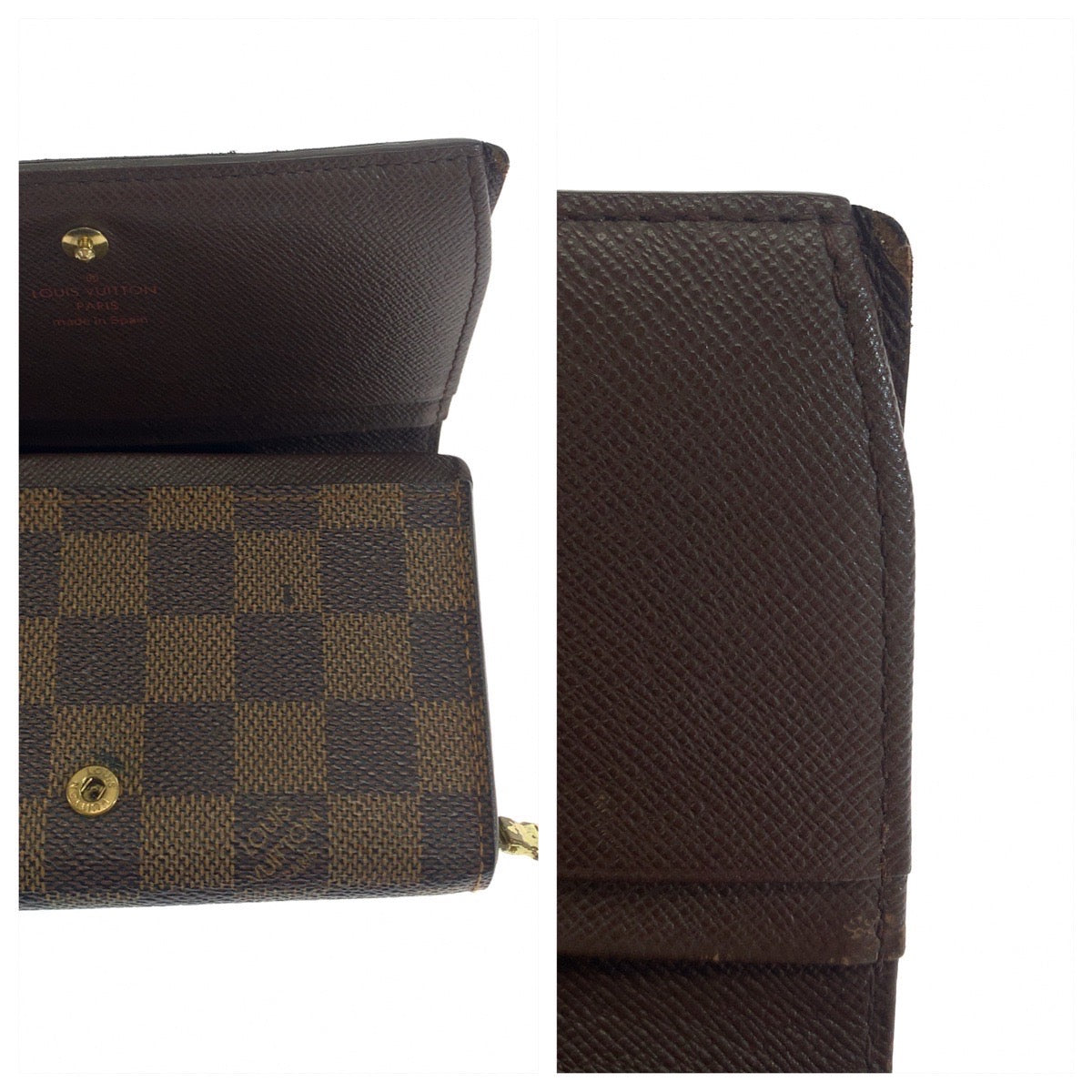 10791
 LOUIS VUITTON Damier L-Zip Portemonnay Bi-Tresor Brown Gold Hardware PVC N61730 Folding Wallet Compact Wallet for Women