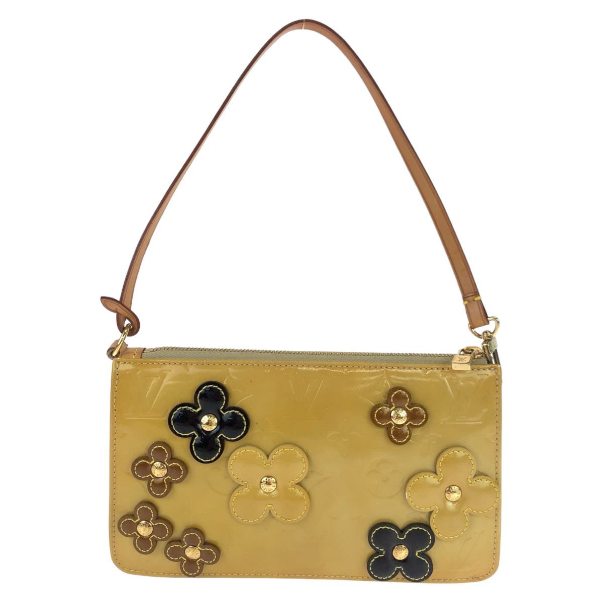 LOUIS VUITTON Vernis Flower Lexington Yellow Multicolor Gold Hardware Vernis M92246 Handbag Accessory Pouch Women's