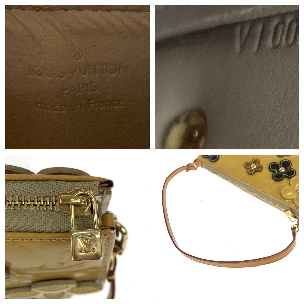 LOUIS VUITTON Vernis Flower Lexington Yellow Multicolor Gold Hardware Vernis M92246 Handbag Accessory Pouch Women's