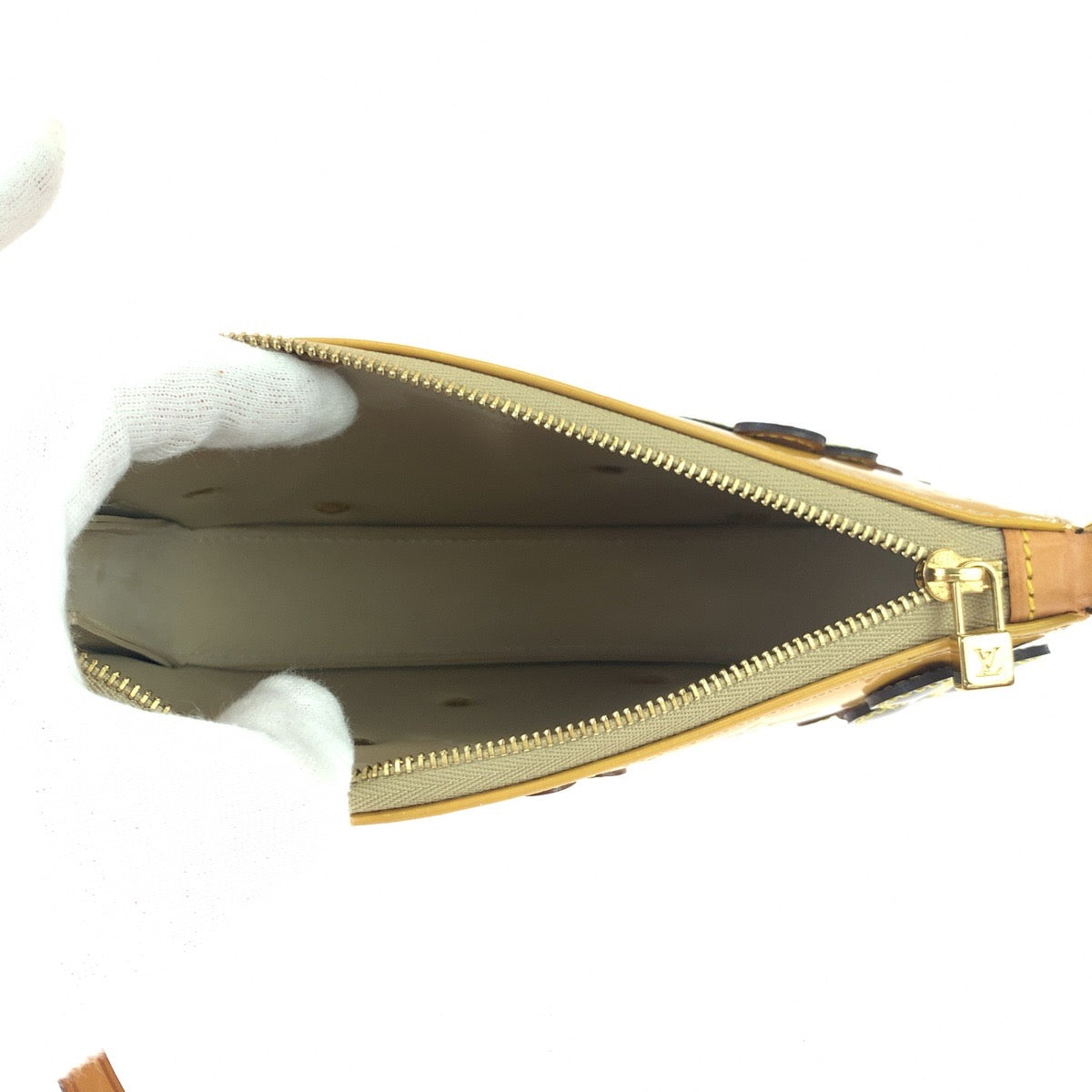 LOUIS VUITTON Vernis Flower Lexington Yellow Multicolor Gold Hardware Vernis M92246 Handbag Accessory Pouch Women's