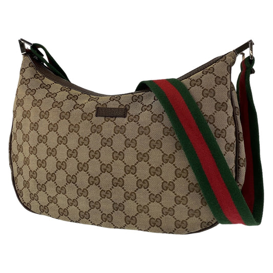 GUCCI グッチ シェリーライン GG柄 ベージュ ブラウン 茶 シルバー金具 GGキャンバス / レザー 122790 ショルダーバッグ 斜め掛け  レディース