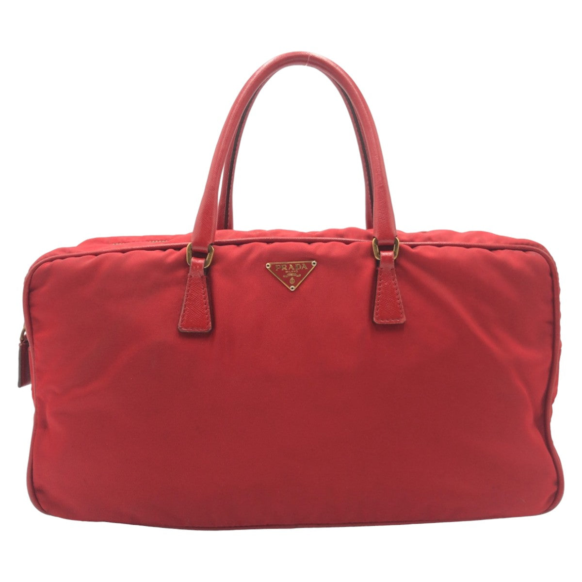 10794
PRADA プラダ テスート 三角ロゴ レッド ナイロン ハンドバッグ  レディース