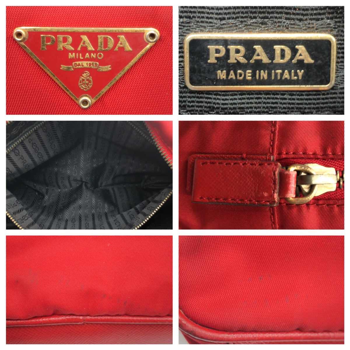 10794
PRADA プラダ テスート 三角ロゴ レッド ナイロン ハンドバッグ  レディース