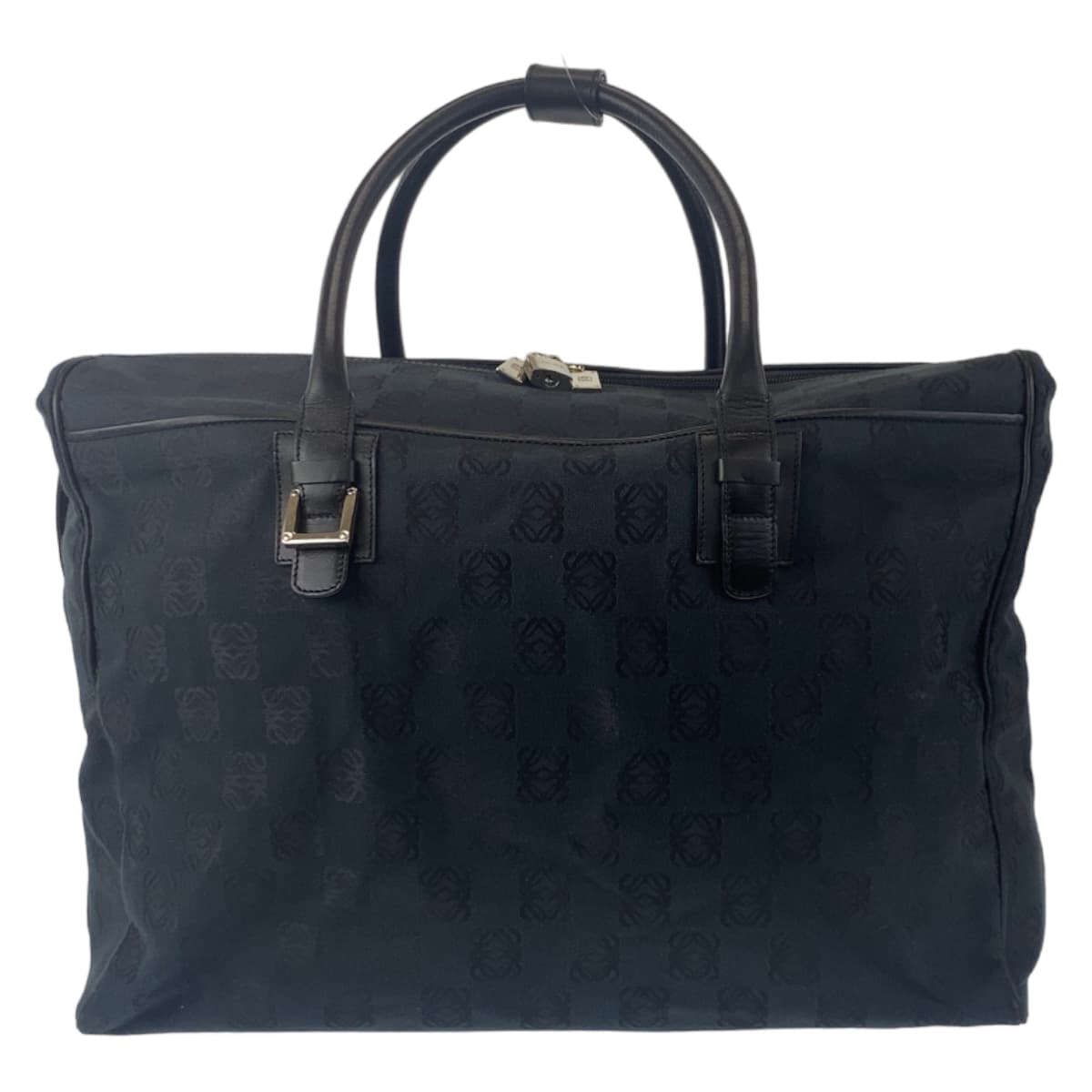 10795
LOEWE ロエベ ヴィンテージ アナグラム 総柄 男女兼用 ブラック シルバー金具 キャンバス ボストンバッグ 旅行バッグ  メンズ