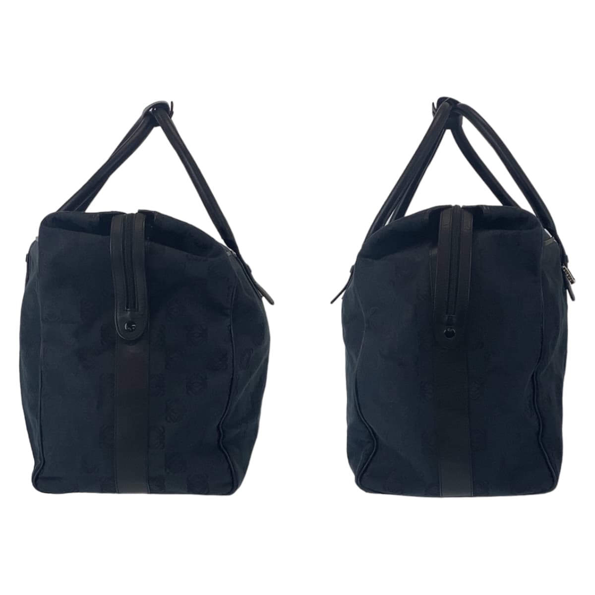 10795
LOEWE ロエベ ヴィンテージ アナグラム 総柄 男女兼用 ブラック シルバー金具 キャンバス ボストンバッグ 旅行バッグ  メンズ