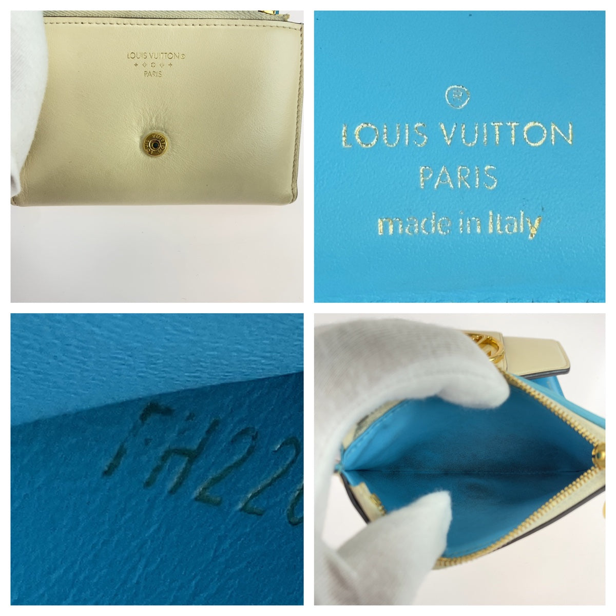LOUIS VUITTON ルイヴィトン ポンヌフ ホワイト クリーム ライトブルー 水色 レザー M69176 三つ折り財布 コンパクトウォレット  レディース