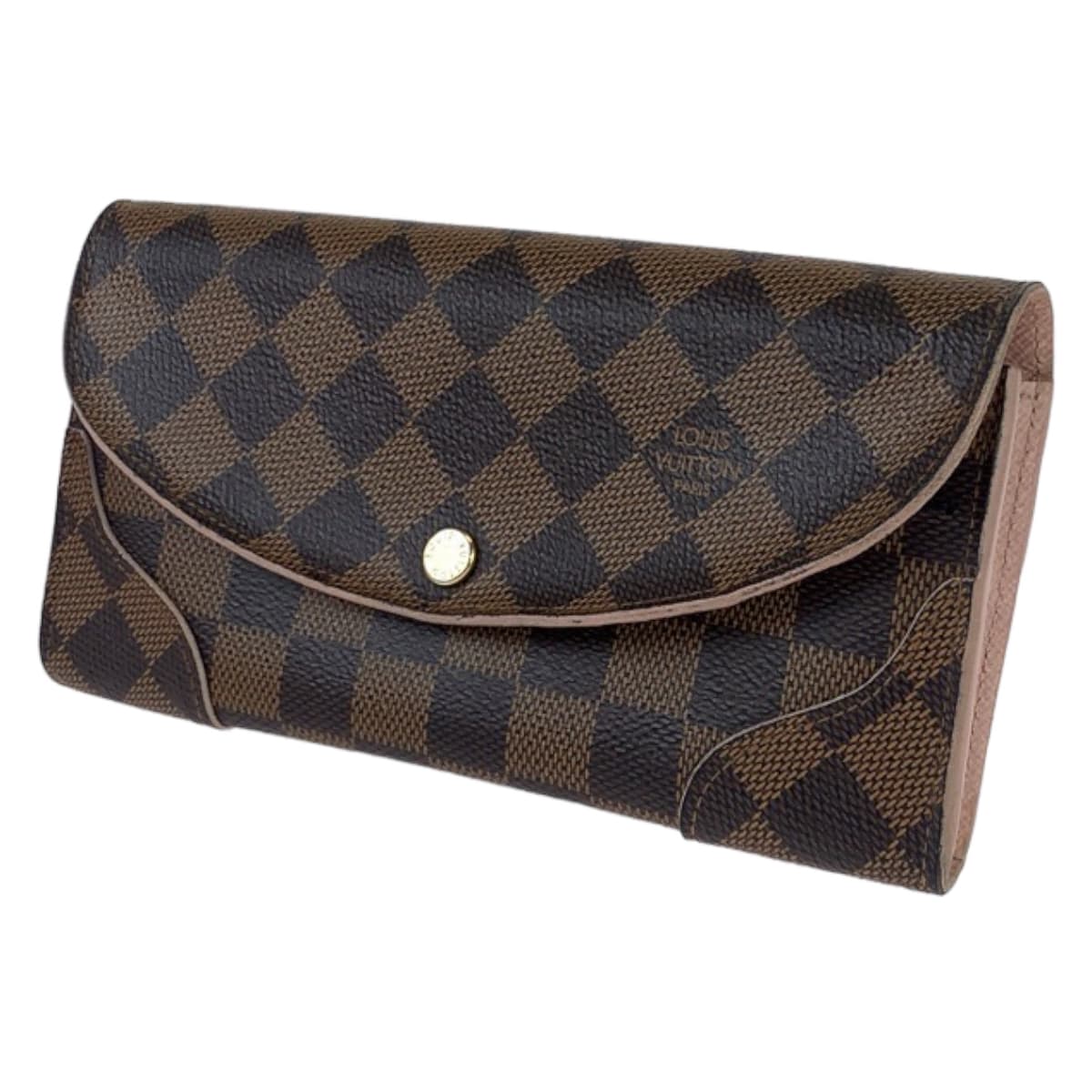 LOUIS VUITTON Damier Portefeuille Kaisa Brown Rose Ballerine Pink Gold Hardware PVC N61227 Long Wallet for Women