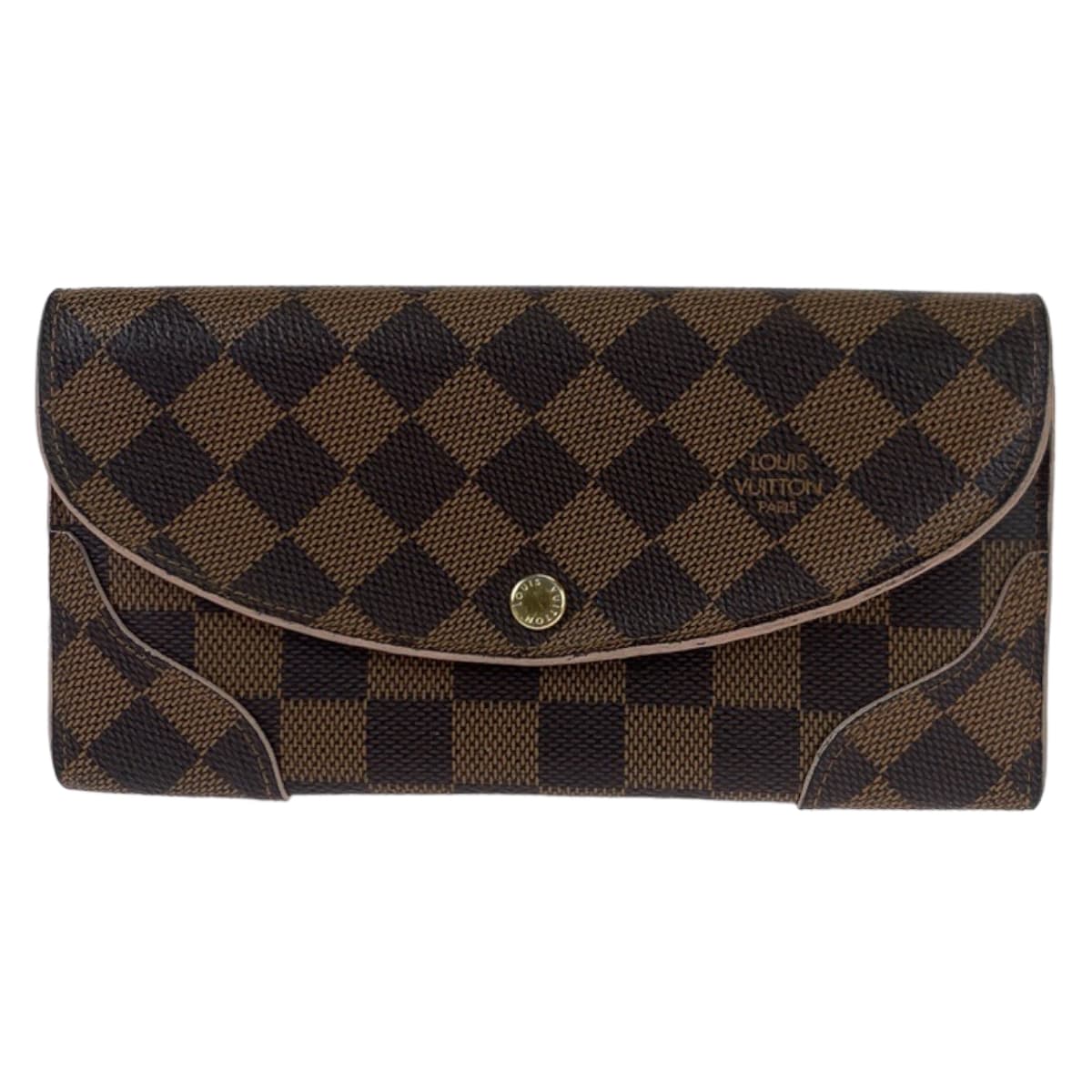 LOUIS VUITTON Damier Portefeuille Kaisa Brown Rose Ballerine Pink Gold Hardware PVC N61227 Long Wallet for Women