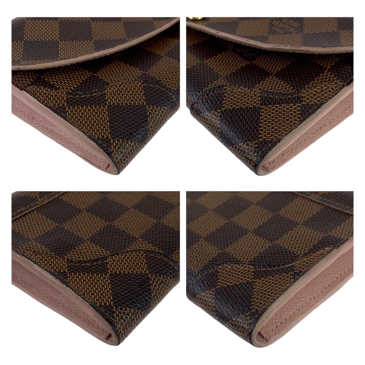 LOUIS VUITTON Damier Portefeuille Kaisa Brown Rose Ballerine Pink Gold Hardware PVC N61227 Long Wallet for Women