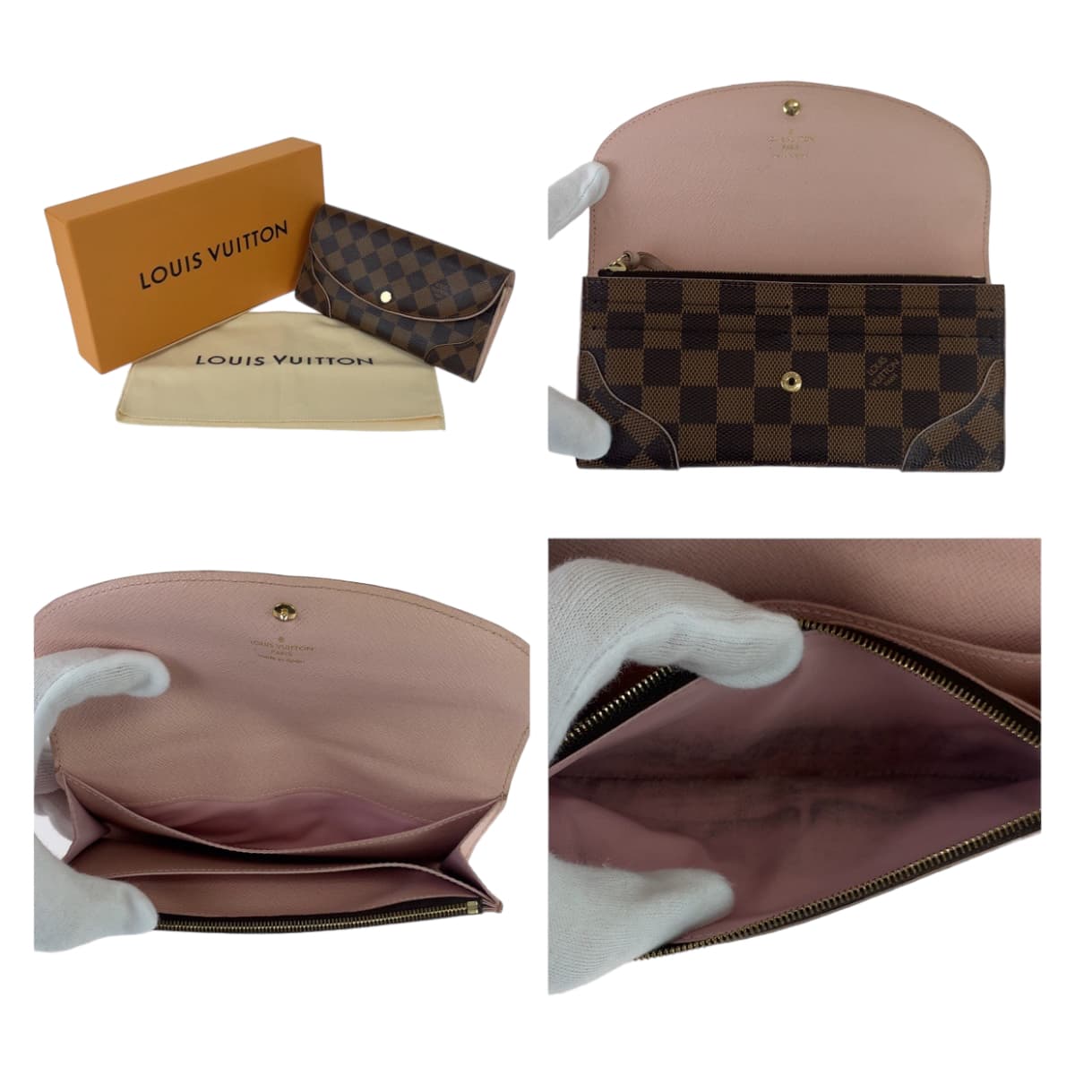 LOUIS VUITTON Damier Portefeuille Kaisa Brown Rose Ballerine Pink Gold Hardware PVC N61227 Long Wallet for Women