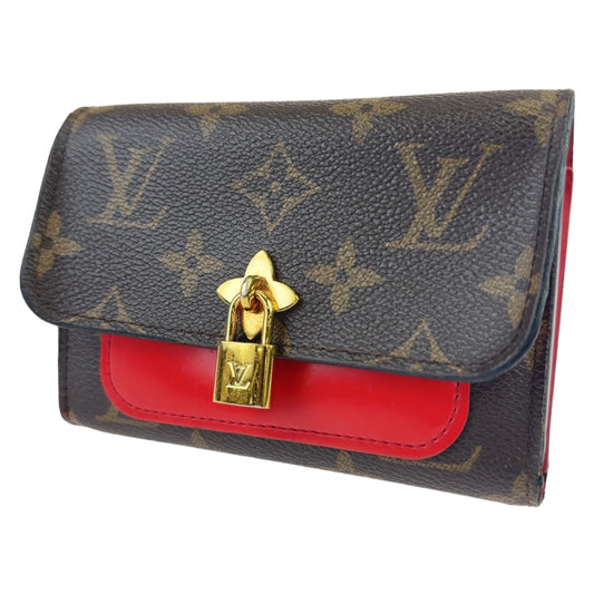 LOUIS VUITTON Louis Vuitton Monogram Portefeuille Flower Coquelicot Brown Gold Hardware PVC M62567 Tri-fold Wallet Compact Wallet Women's