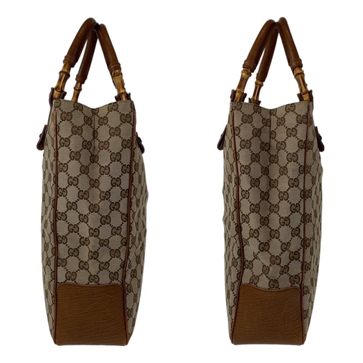 10813
GUCCI グッチ バンブー GG柄 ベージュ ブラウン GGキャンバス 112530 トートバッグ ハンドバッグ  レディース