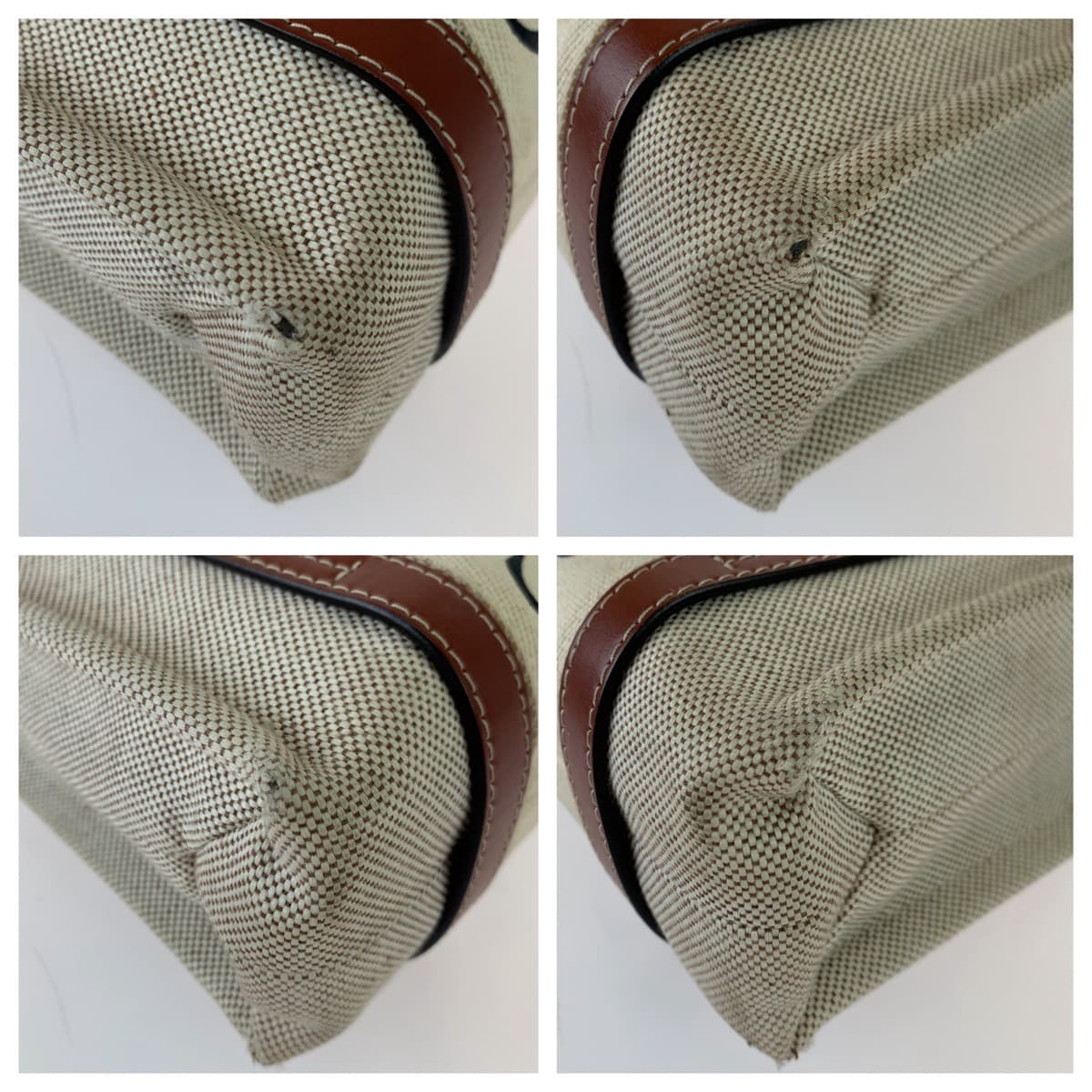 Chloe クロエ ウッディ ベージュ ブラウン 茶 ゴールド金具 キャンバス / レザー ショルダーバッグ ハンドバッグ 2way  レディース
