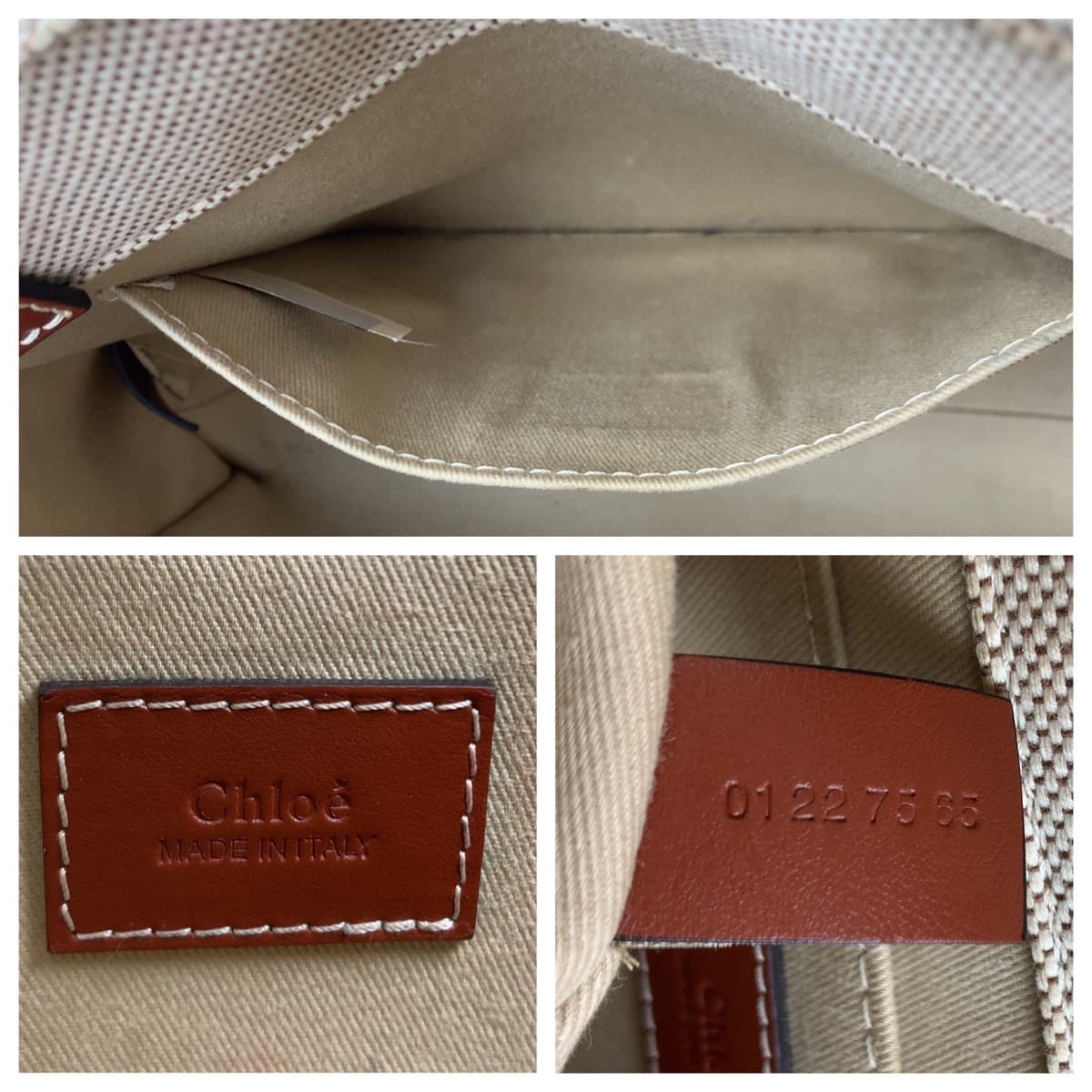 Chloe クロエ ウッディ ベージュ ブラウン 茶 ゴールド金具 キャンバス / レザー ショルダーバッグ ハンドバッグ 2way  レディース