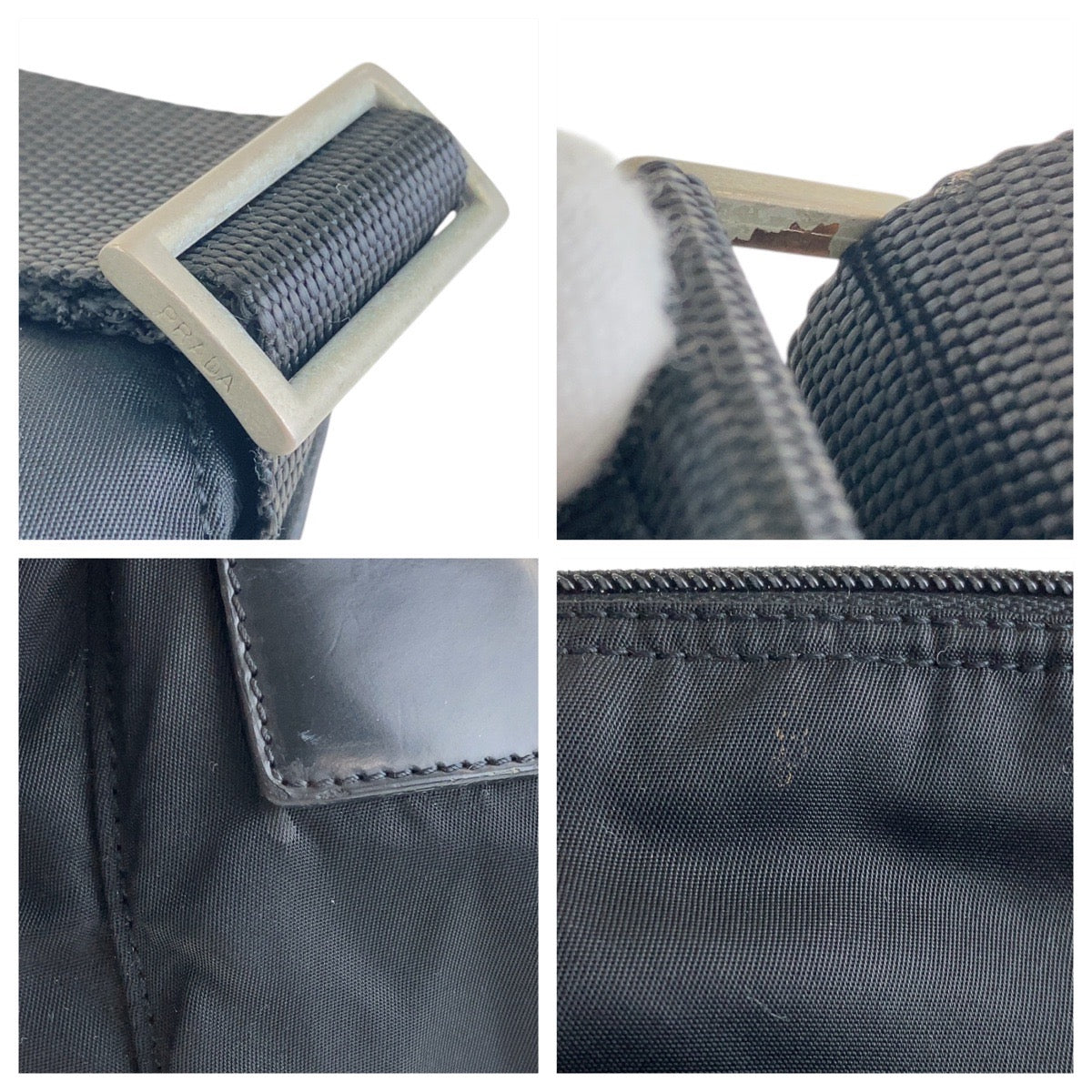 12839
PRADA プラダ テスート 三角ロゴプレート ブラック 黒 シルバー金具 ナイロン ショルダーバッグ ポシェット  レディース