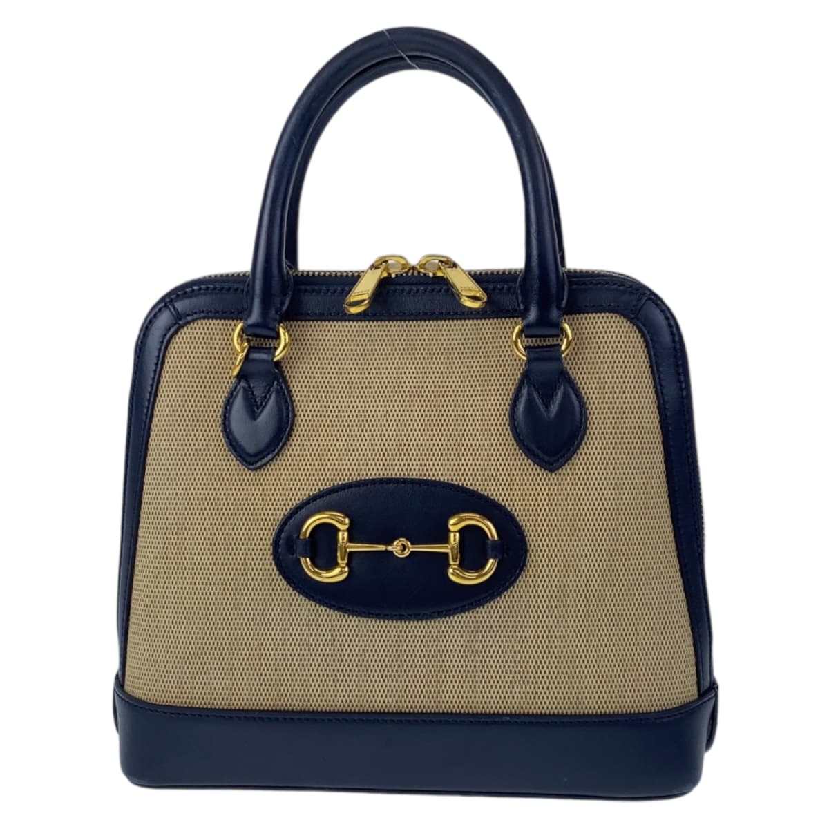 GUCCI グッチ ホースビット 1955 スモール トップハンドル ベージュ ネイビー ゴールド金具 キャンバス / レザー 621220 ショルダーバッグ ハンドバッグ 2WAY  レディース