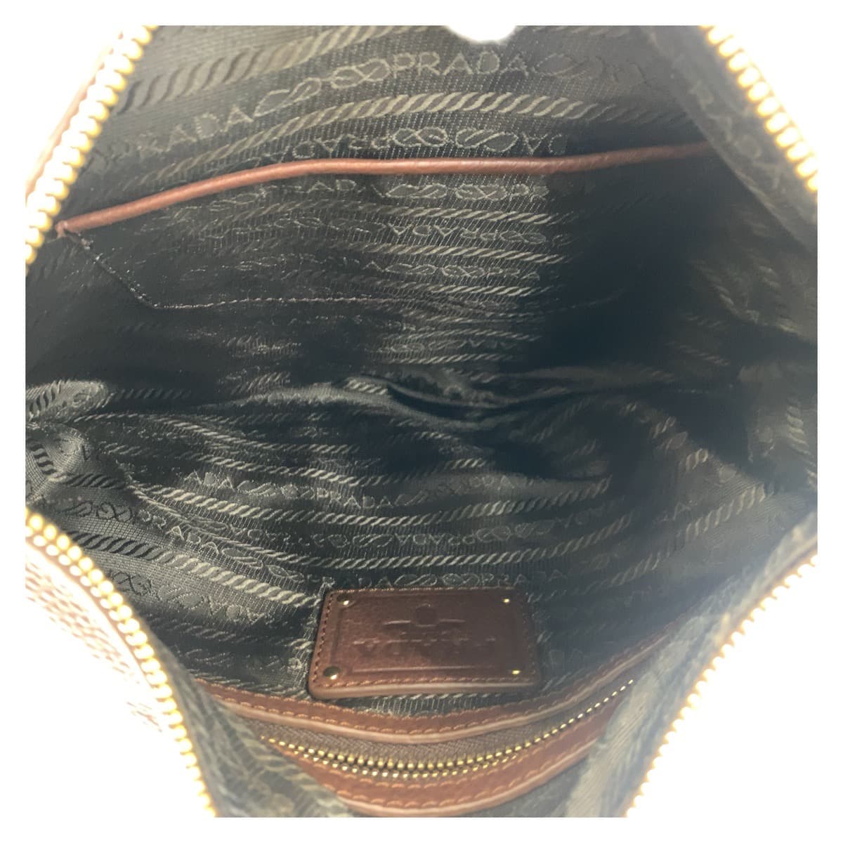 PRADA Hobo Brown Gold Hardware Leather Shoulder Bag for Women