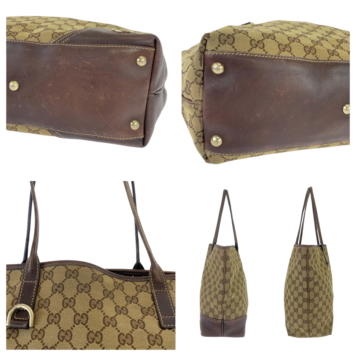 GUCCI グッチ インターロッキングG ニューブリット ブラウン 茶 ゴールド金具 GGキャンバス 169945 トートバッグ ハンドバッグ  レディース
