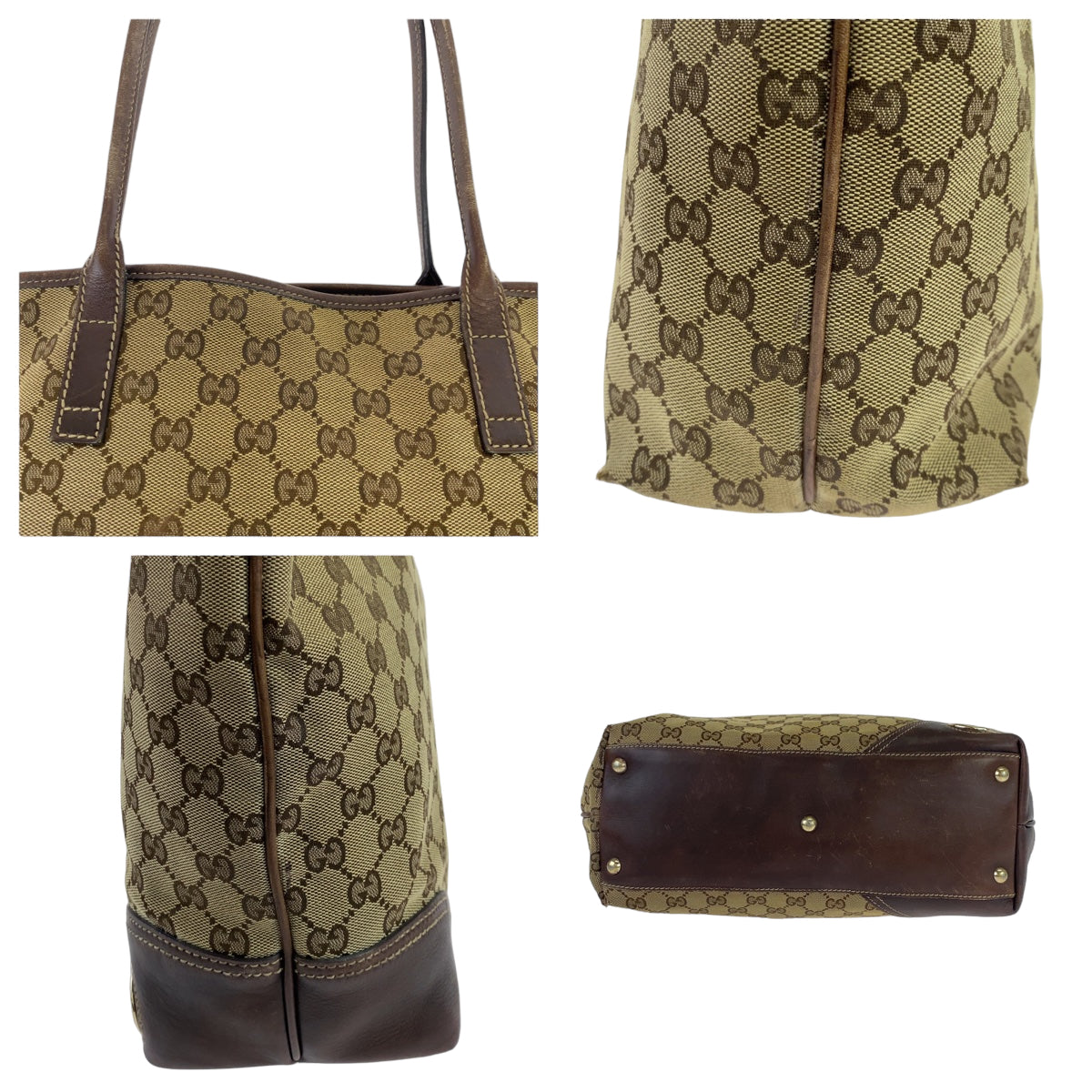 GUCCI グッチ インターロッキングG ニューブリット ブラウン 茶 ゴールド金具 GGキャンバス 169945 トートバッグ ハンドバッグ  レディース