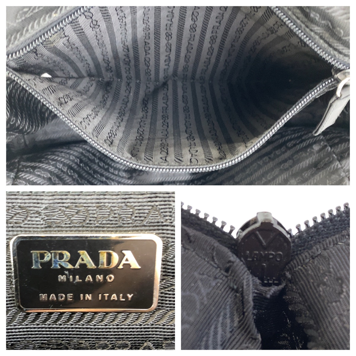 10821
PRADA プラダ テスート 三角ロゴプレート ブラック シルバー金具 ナイロン / レザー ショルダーバッグ ハンドバッグ  レディース