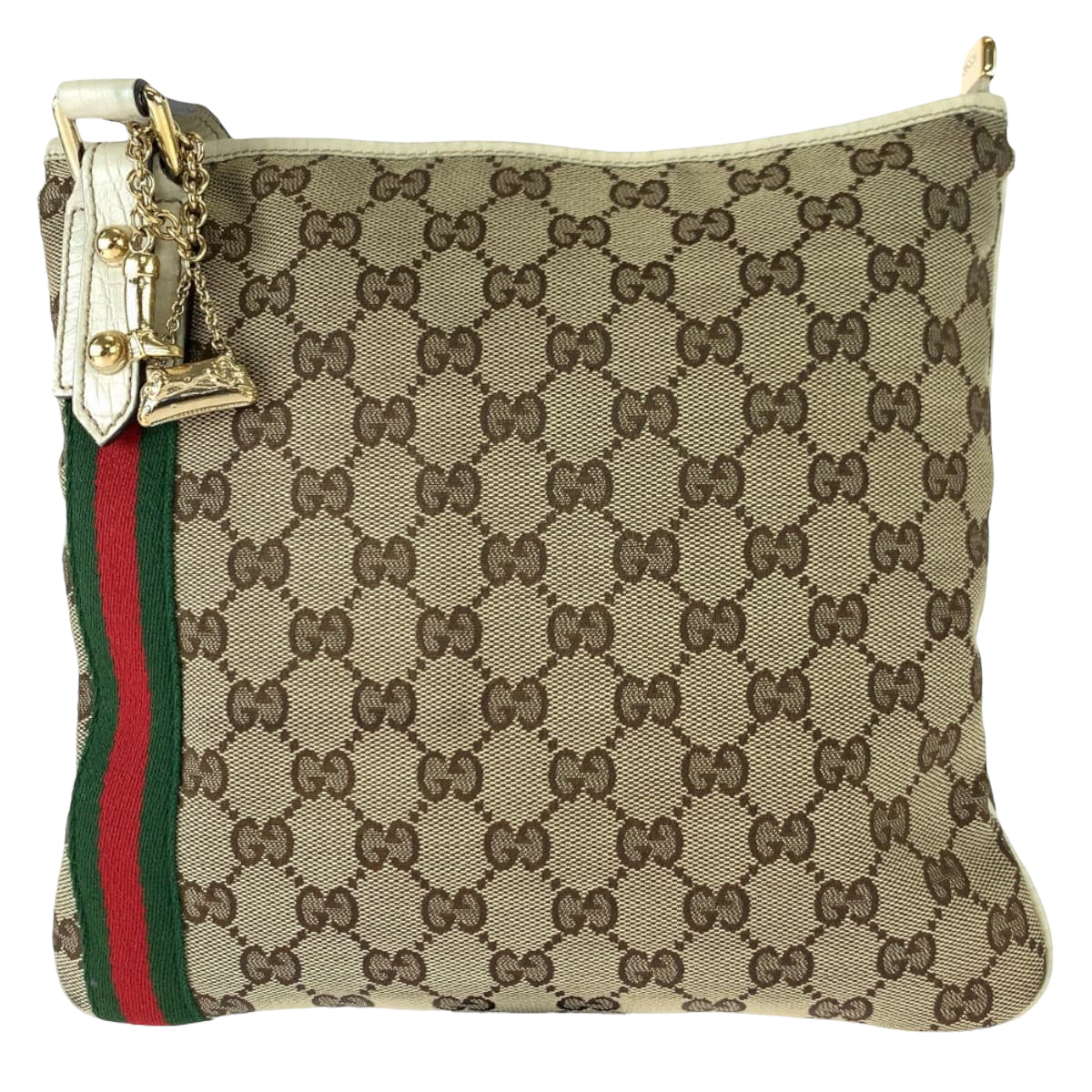 GUCCI グッチ シェリーライン ベージュ ホワイト 白 GGキャンバス / レザー 144388 ショルダーバッグ 斜め掛け  レディース