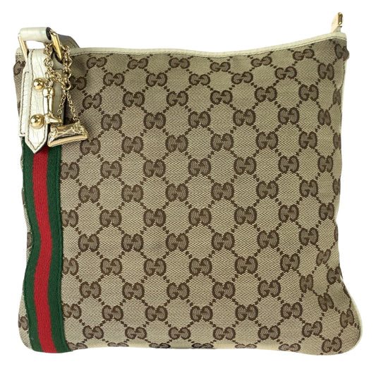 GUCCI グッチ シェリーライン ベージュ ホワイト 白 GGキャンバス / レザー 144388 ショルダーバッグ 斜め掛け  レディース